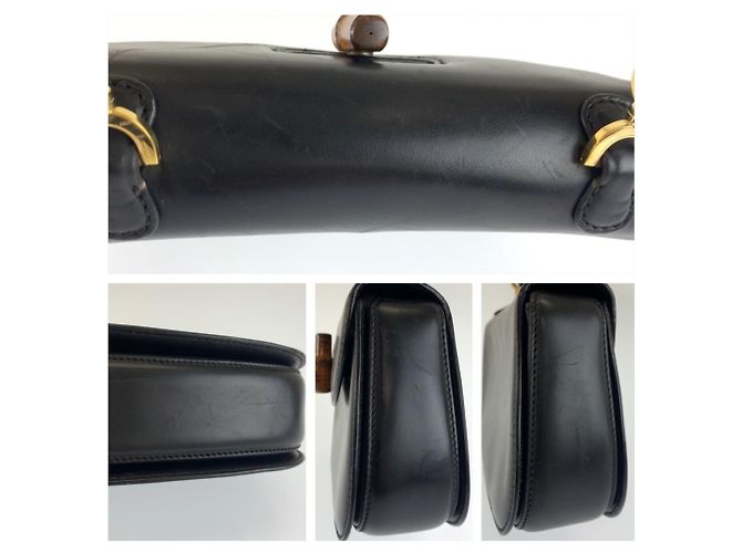 Borsa a mano Gucci Bamboo in pelle nera - vista 6