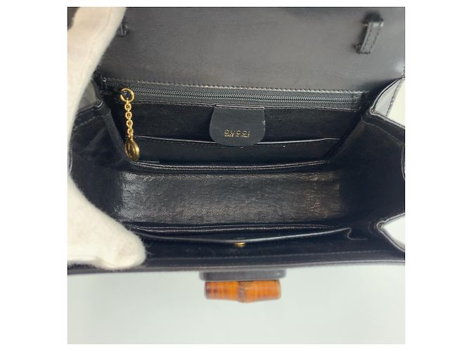 Borsa a mano Gucci Bamboo in pelle nera - vista 8