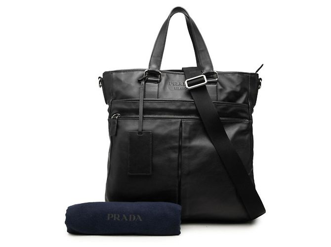 Borsa Tote Prada in pelle nera - vista 6