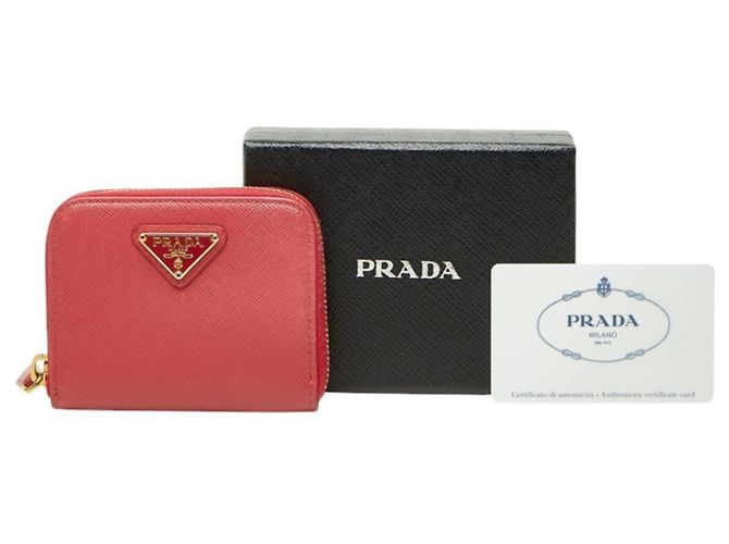 Monedero redondo con cremallera Prada Saffiano Triangle Plate - vista 8