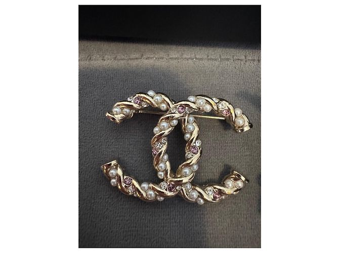 Spilla Chanel CC con perle e cristalli - vista 6