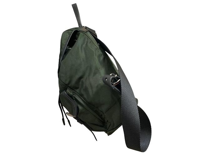 Prada Triangle Logo Plate Nylon Backpack - view 4