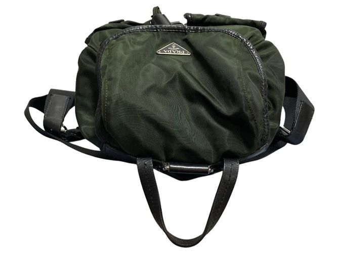 Prada Triangle Logo Plate Nylon Backpack - view 5