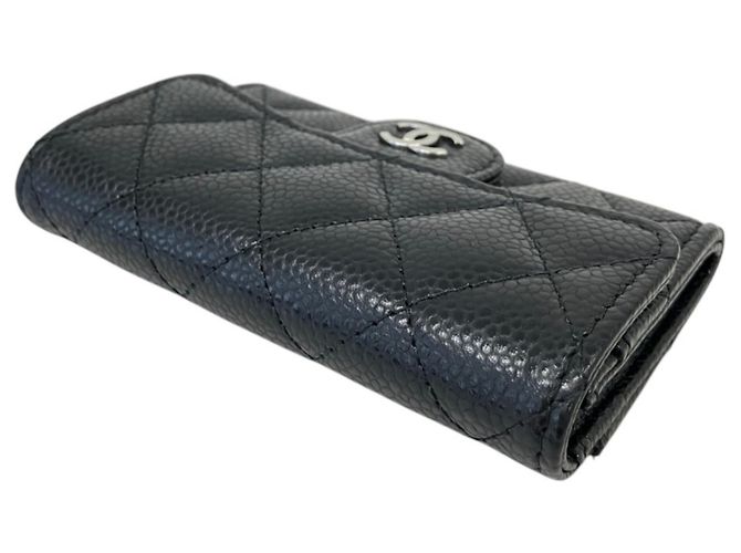 Tarjetero Chanel de piel de becerro granulada negra - vista 3