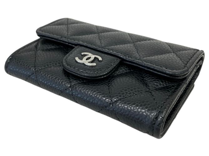 Tarjetero Chanel de piel de becerro granulada negra - vista 4