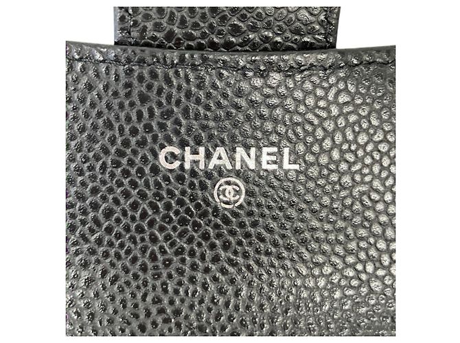 Tarjetero Chanel de piel de becerro granulada negra - vista 7