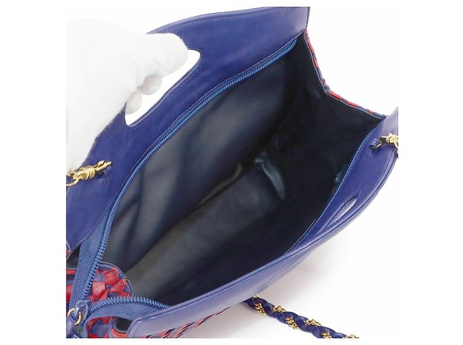 Borsa 2-Way Bally in blu navy e rosso - vista 6
