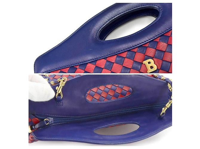 Borsa 2-Way Bally in blu navy e rosso - vista 8