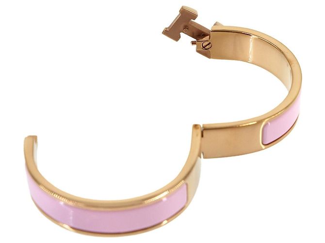 Hermès Bracciale Hermes Clic H PM in Oro Rosa Pink Rose - vista 5
