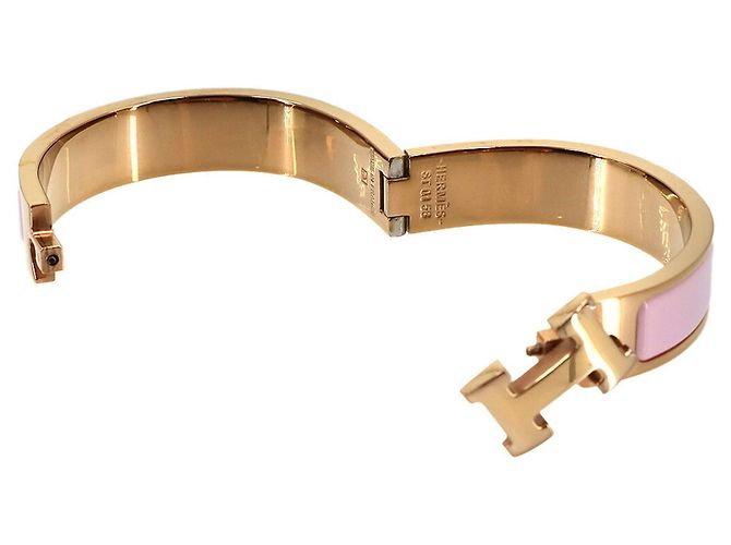 Hermès Bracciale Hermes Clic H PM in Oro Rosa Pink Rose - vista 6