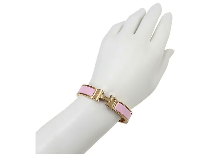 Hermès Bracciale Hermes Clic H PM in Oro Rosa Pink Rose - vista 8