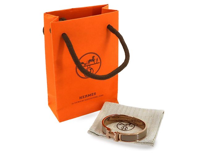 Hermès Bracciale Hermes Clic H PM in Marron Glacé e Oro Rosa - vista 2
