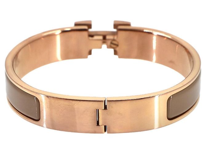 Hermès Bracciale Hermes Clic H PM in Marron Glacé e Oro Rosa - vista 3
