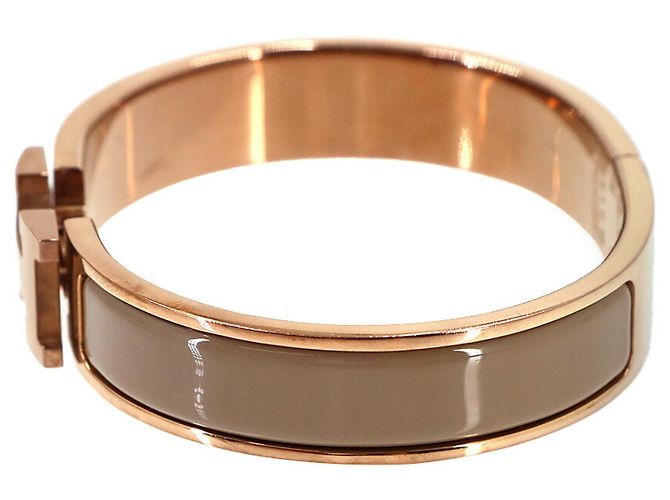 Hermès Bracciale Hermes Clic H PM in Marron Glacé e Oro Rosa - vista 4