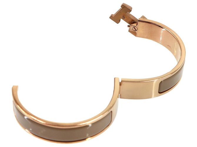 Hermès Bracciale Hermes Clic H PM in Marron Glacé e Oro Rosa - vista 5