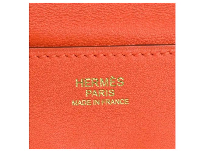 Hermès Borsa pochette Hermes in pelle Red Orange - vista 11