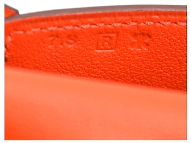 Hermès Borsa pochette Hermes in pelle Red Orange - vista 12