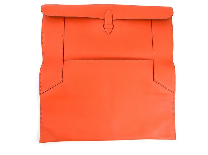 Hermès Borsa pochette Hermes in pelle Red Orange - vista 5