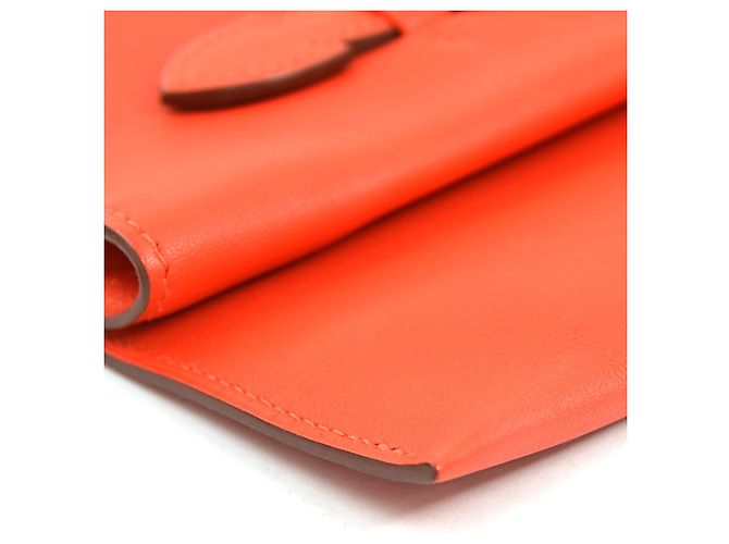 Hermès Borsa pochette Hermes in pelle Red Orange - vista 8