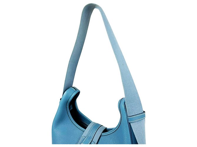 Hermès Borsa a tracolla Hermes - Pelle Togo in Blue Jean - vista 10