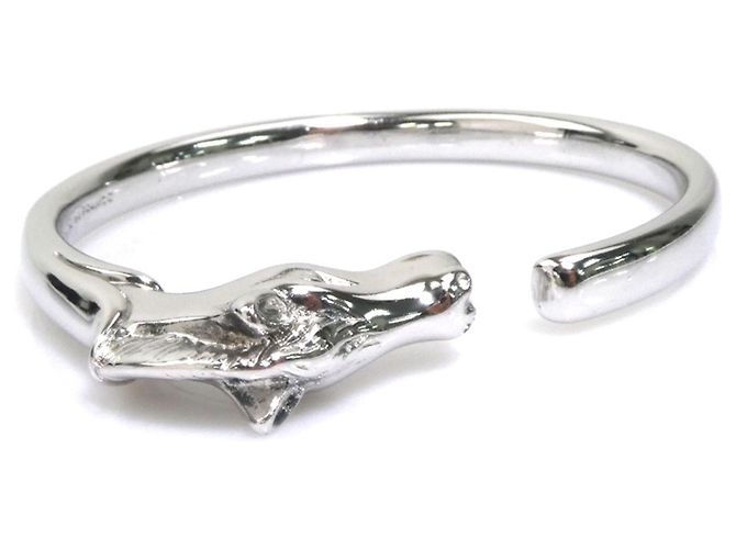 Hermès Bracciale Rigido Hermes in Metallo Argentato - vista 4