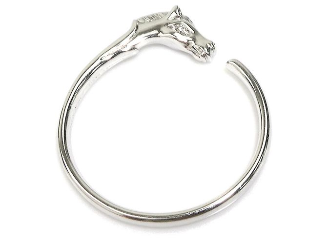 Hermès Bracciale Rigido Hermes in Metallo Argentato - vista 6
