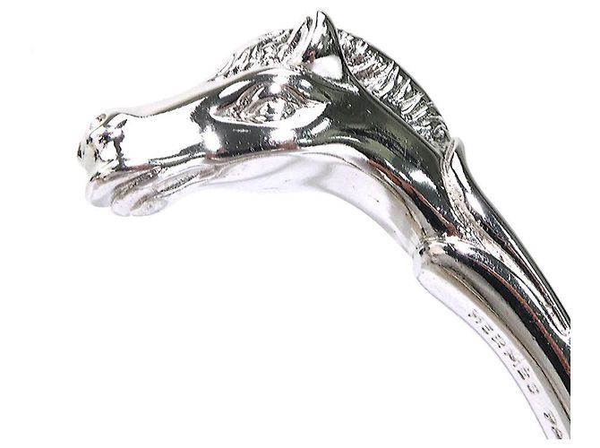 Hermès Bracciale Rigido Hermes in Metallo Argentato - vista 7