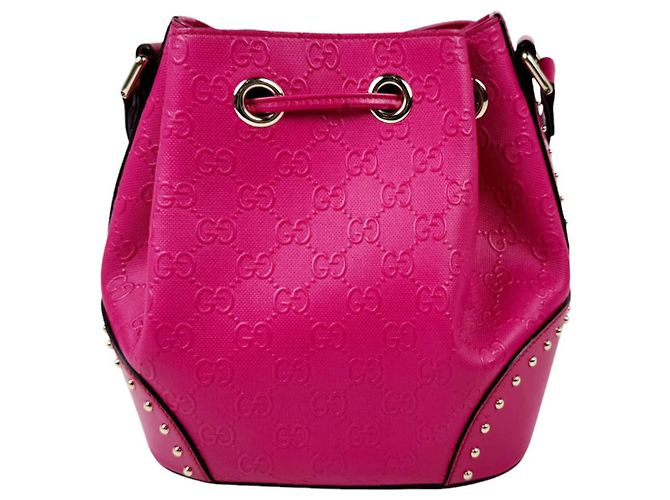 Borsa a tracolla Gucci in pelle rosa - vista 3