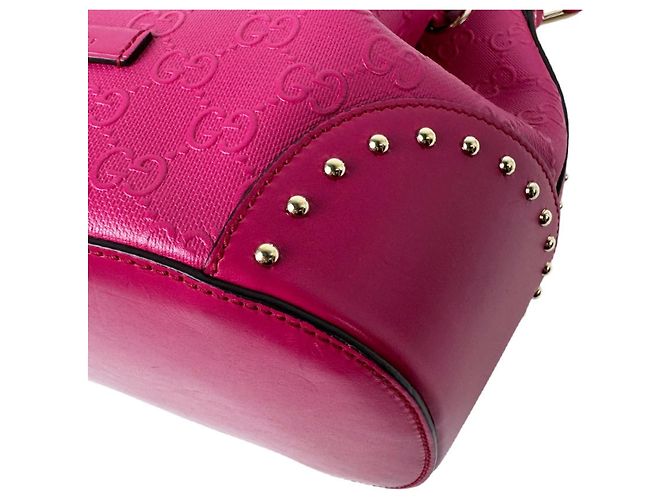 Borsa a tracolla Gucci in pelle rosa - vista 8
