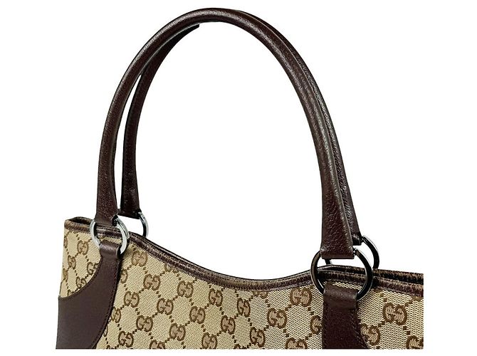 Borsa a mano Gucci marrone in GG Canvas e pelle - vista 10