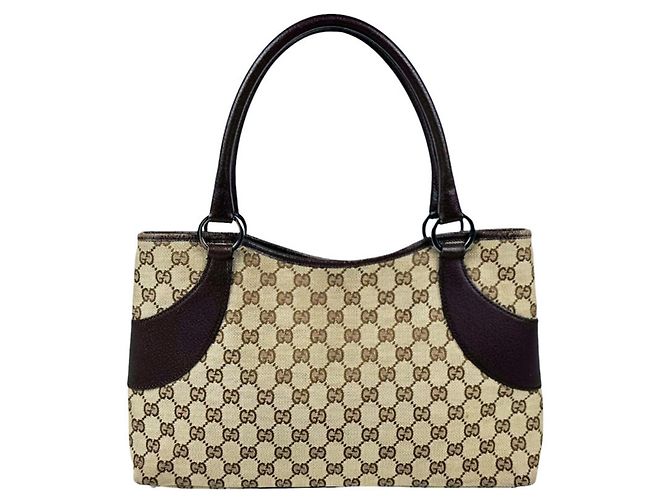 Borsa a mano Gucci marrone in GG Canvas e pelle - vista 3