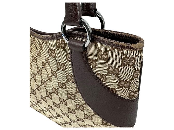 Borsa a mano Gucci marrone in GG Canvas e pelle - vista 6