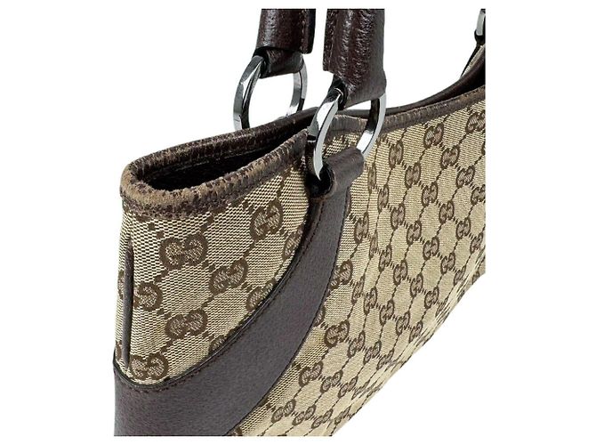 Borsa a mano Gucci marrone in GG Canvas e pelle - vista 7