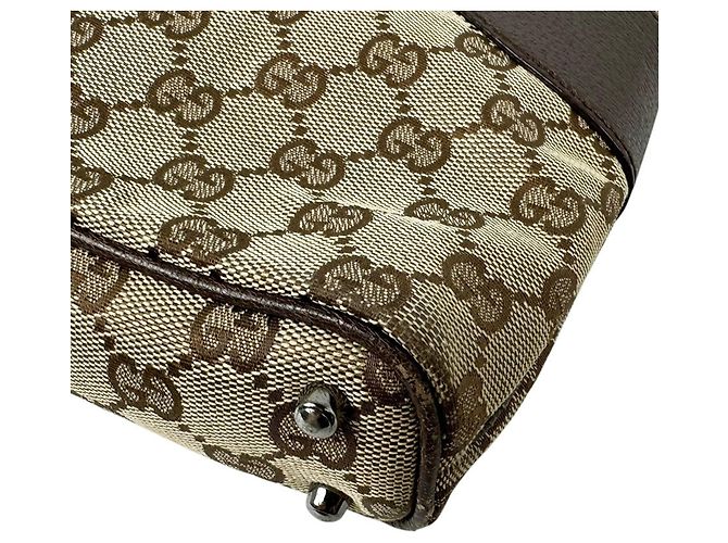 Borsa a mano Gucci marrone in GG Canvas e pelle - vista 8