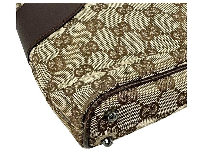 Borsa a mano Gucci marrone in GG Canvas e pelle - vista 9