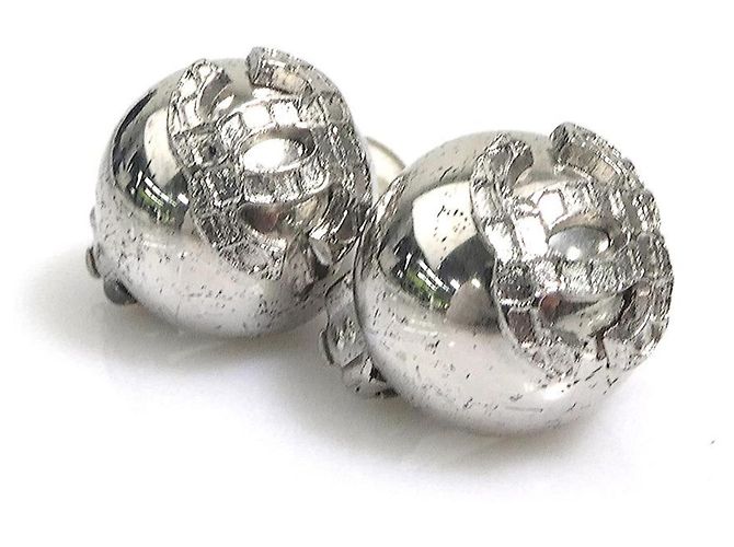 Orecchini a clip in metallo argentato Chanel - vista 3