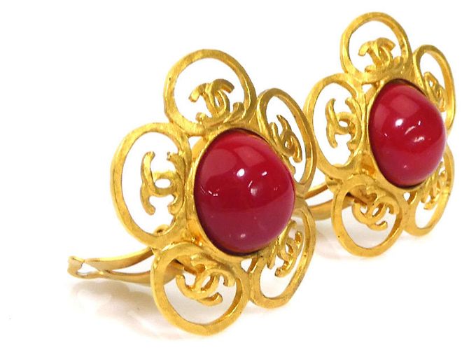 Orecchini a clip Chanel Oro e Rosso - vista 2