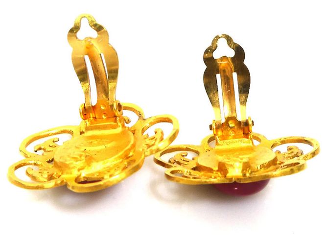 Orecchini a clip Chanel Oro e Rosso - vista 5