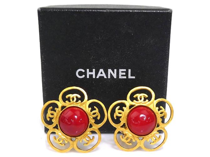 Orecchini a clip Chanel Oro e Rosso - vista 9
