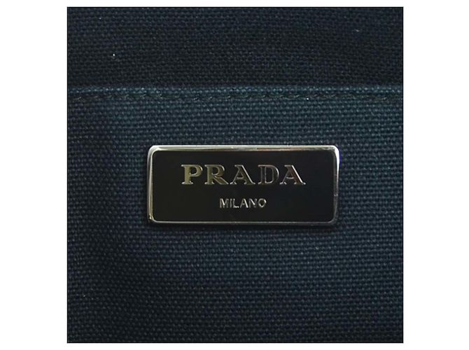 Borsa Prada in rafia nera e off-white - vista 13