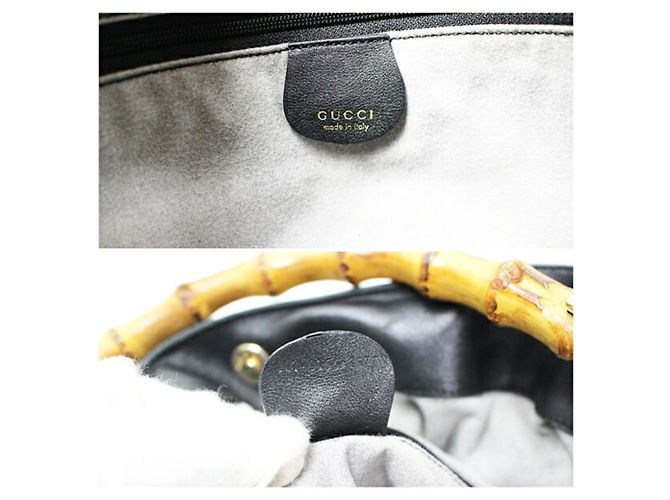 Borsa a tracolla Gucci Bamboo in pelle nera - vista 11