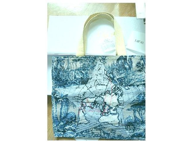 Dior Toile de Jouy Cabas Shopper Weltkarten-Motiv Blau-Weiß - Ansicht 7