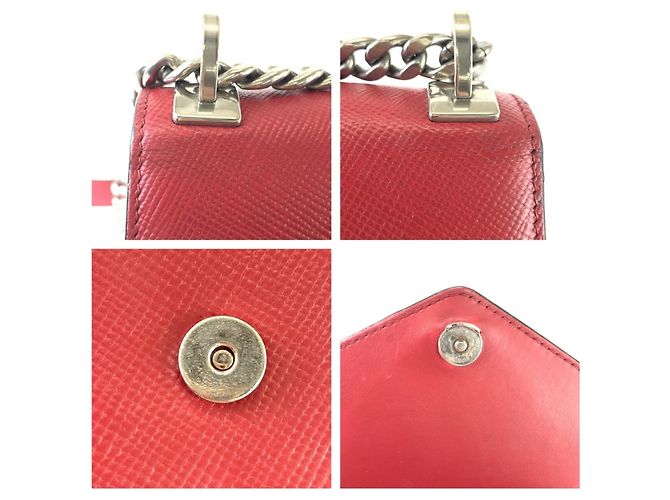 Borsa a tracolla Pochette Prada Saffiano con catena in pelle rossa - vista 5