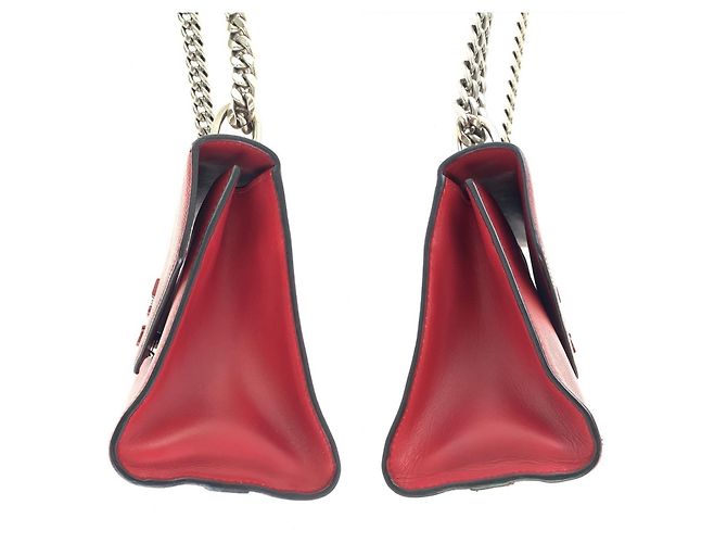 Borsa a tracolla Pochette Prada Saffiano con catena in pelle rossa - vista 8