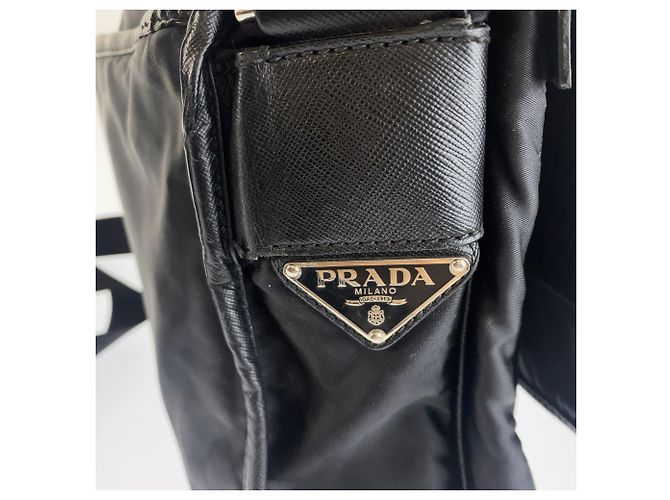 Sac messager Prada en tissu jacquard avec logo - vue 5