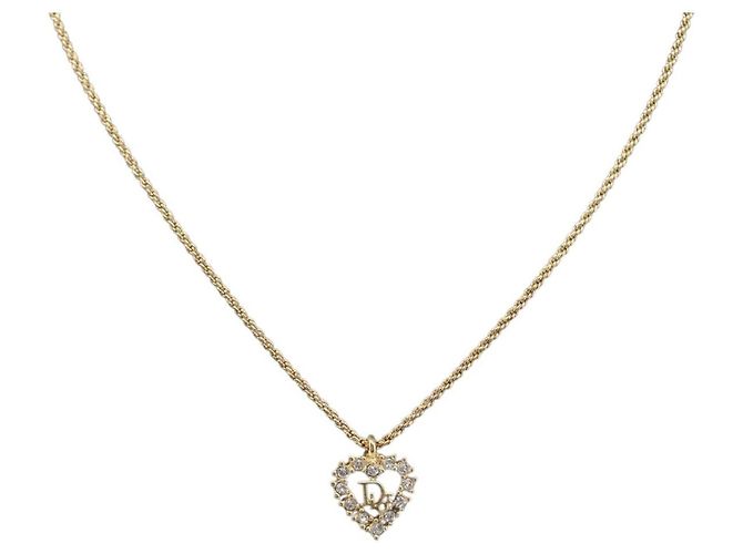 Pendente a cuore con logo Christian Dior in metallo con cristalli - vista 3