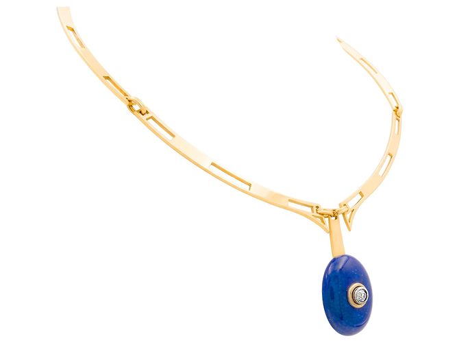 Autre Marque Collana modernista in oro giallo, lapislazzuli e diamanti. - vista 2