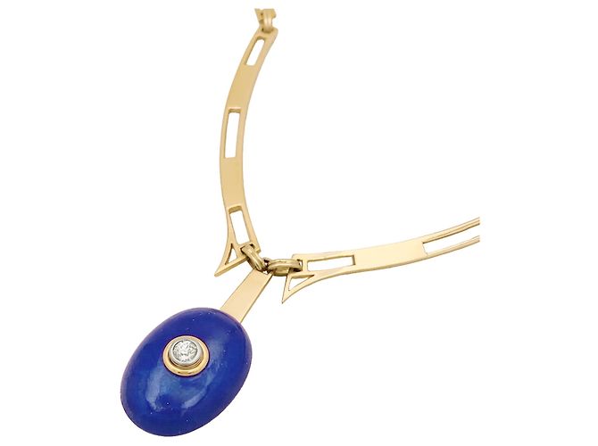 Autre Marque Collana modernista in oro giallo, lapislazzuli e diamanti. - vista 4