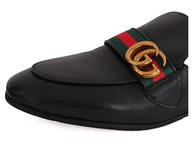 Mules Gucci in pelle nera da uomo - vista 4