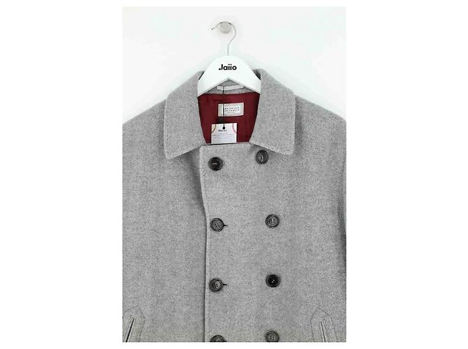 Brunello Cucinelli Grey Wool Coat Men - view 2